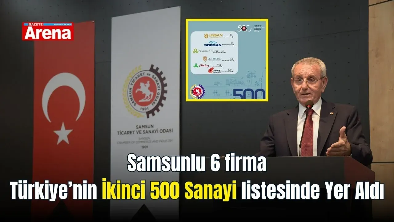 Samsunlu 6 firma Türkiye’nin İkinci 500 Sanayi listesinde yer aldı
