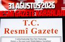 31 Ağustos 2026 Resmi Gazete kararları