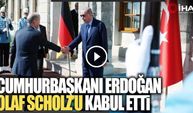 Cumhurbaşkanı Erdoğan, Almanya Başbakanı Olaf Scholzu Dolmabahçe Çalışma Ofisinde Kabul Etti