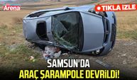 Samsun'da araç şarampole devrildi!