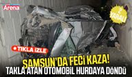 Samsun’da kamyonete çarpan otomobil takla attı!