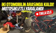 Samsun’da iki otomobilin arasında kalan motosikletli yaralandı