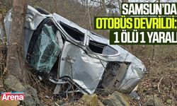 Samsun'da otomobil devrildi!