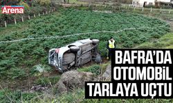 Bafra’da otomobil tarlaya uçtu
