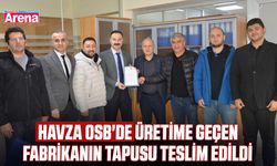 Havza OSB'de üretime geçen fabrikanın tapusu teslim edildi