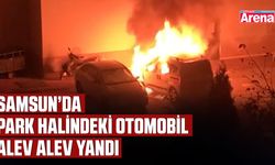 Samsun’da park halindeki otomobil alev alev yandı