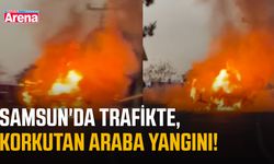 Samsun'da trafikte, korkutan araba yangını!