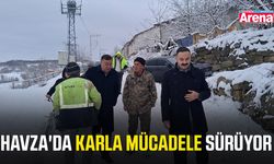 Havza'da karla mücadele sürüyor