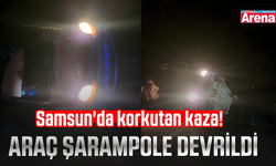 Samsun'da korkutan kaza! Araç şarampole devrildi