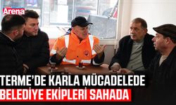 Terme’de karla mücadelede belediye ekipleri sahada