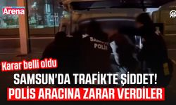 Samsun'da trafikte şiddet! Polis aracına zarar verdiler