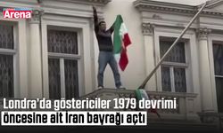 Londra’da göstericiler 1979 devrimi öncesine ait İran bayrağı açtı