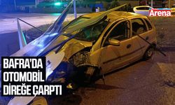 Bafra’da otomobil direğe çarptı