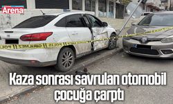 Kaza sonrası savrulan otomobil çocuğa çarptı