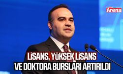 Lisans, yüksek lisans ve doktora bursları artırıldı