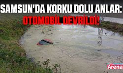 Samsun'da korku dolu anlar: Otomobil devrildi!