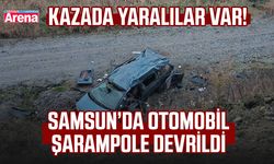 Samsun’da otomobil şarampole devrildi