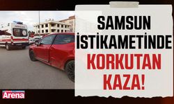 Samsun istikametinde korkutan motosiklet kazası!