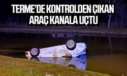 Terme’de kontrolden çıkan araç kanala uçtu