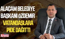 Alaçam Belediye Başkanı Özdemir vatandaşlara pide dağıttı
