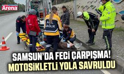 Samsun’da feci çarpışma! Motosikletli yola savruldu