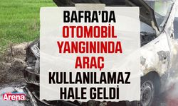 Bafra’da otomobil yangınında araç kullanılamaz hale geldi