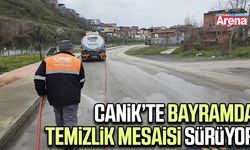 Canik’te bayramda temizlik mesaisi sürüyor