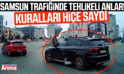 Samsun trafiğinde tehlikeli anlar!