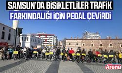 Samsun'da bisikletliler trafikte görünür olmak için pedal çevirdi