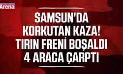 Samsun'da korkutan kaza! Tırın freni boşaldı 4 araca çarptı
