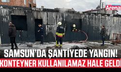 Samsun’da şantiyede yangın! Konteyner kullanılamaz hale geldi