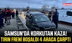 Samsun'da korkutan kaza! Tırın freni boşaldı 4 araca çarptı