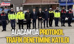 Alaçam'da protokol trafik denetimine katıldı