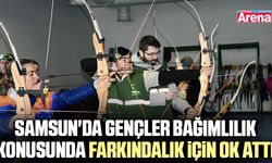 Samsun'da gençler bağımlılık konusunda farkındalık için ok attı