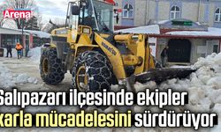 Salıpazarı ilçesinde ekipler karla mücadelesini sürdürüyor