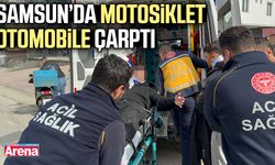 Samsun’da motosiklet otomobile çarptı