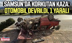 Samsun’da otomobil devrildi!