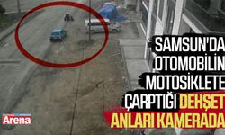 Samsun'da otomobilin motosiklete çarptığı dehşet anları kamerada