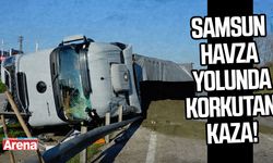 Samsun Havza yolunda tır devrildi