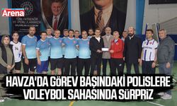 Havza'da görev başındaki polislere voleybol sahasında sürpriz