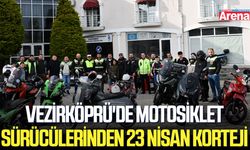 Vezirköprü'de motosiklet sürücülerinden 23 Nisan korteji