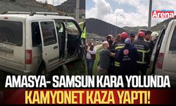 Amasya- Samsun kara yolunda kamyonet kaza yaptı!