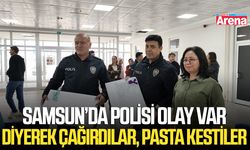 Samsun’da polisi olay var diyerek çağırdılar, pasta kestiler