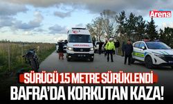 Bafra’da motosiklet kazasında sürücü 15 metre sürüklendi!