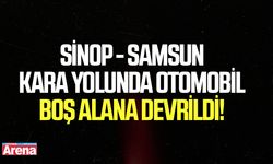 Sinop- Samsun kara yolunda otomobil boş alana devrildi!