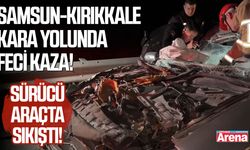 Samsun-Kırıkkale kara yolunda feci kaza! Sürücü araçta sıkıştı