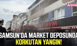 Samsun’da market deposunda yangın!