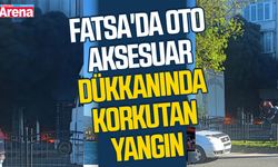 Fatsa'da oto aksesuar dükkanında korkutan yangın