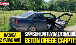 Samsun Bafra'da otomobil beton direğe çarptı!
