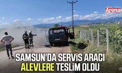 Samsun'da servis aracı alevlere teslim oldu